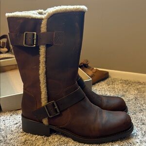 Clarks Dark Brown Shearling-Lined Boots